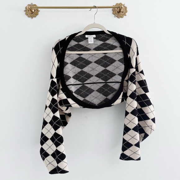 12th Tribe Argyle Cropped Bolero Cardigan - Picture 3 of 6